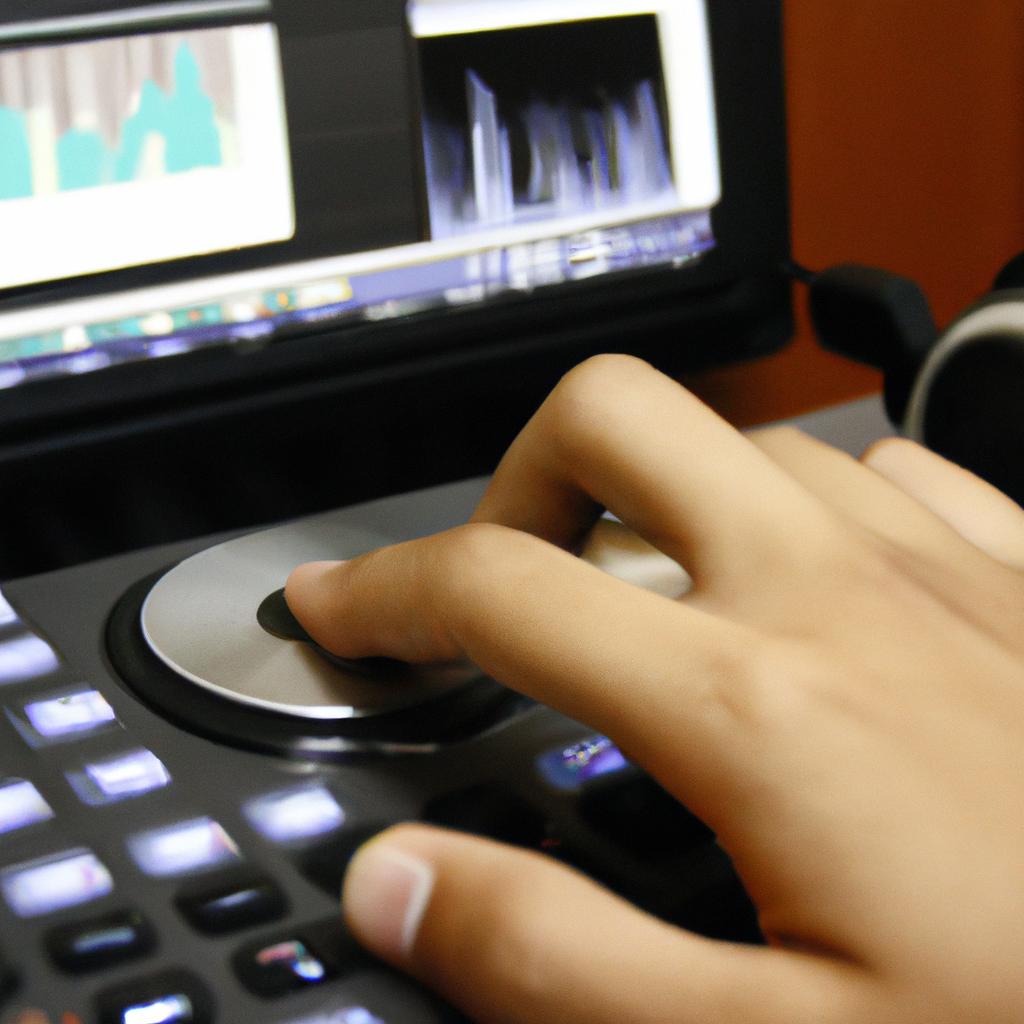 Person using audio editing software