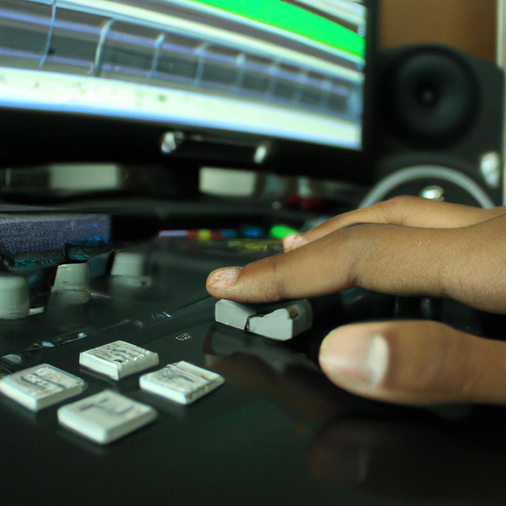Person using audio editing software