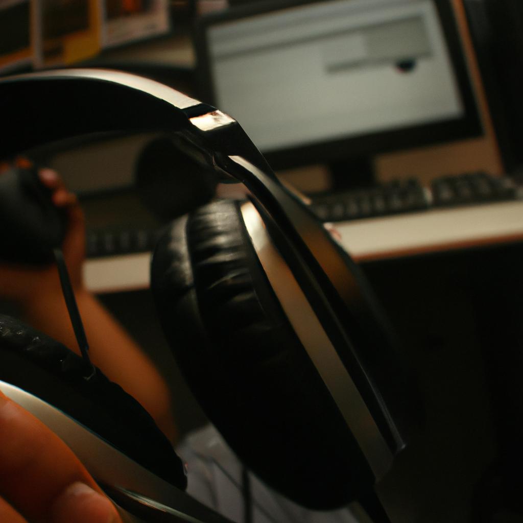 Person wearing headphones, editing audio
