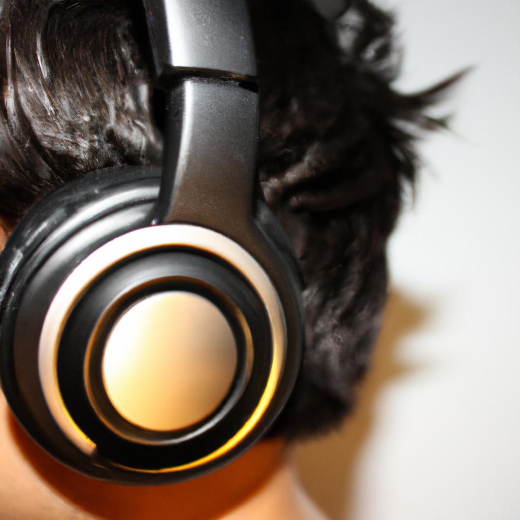 Person wearing noise-cancelling headphones