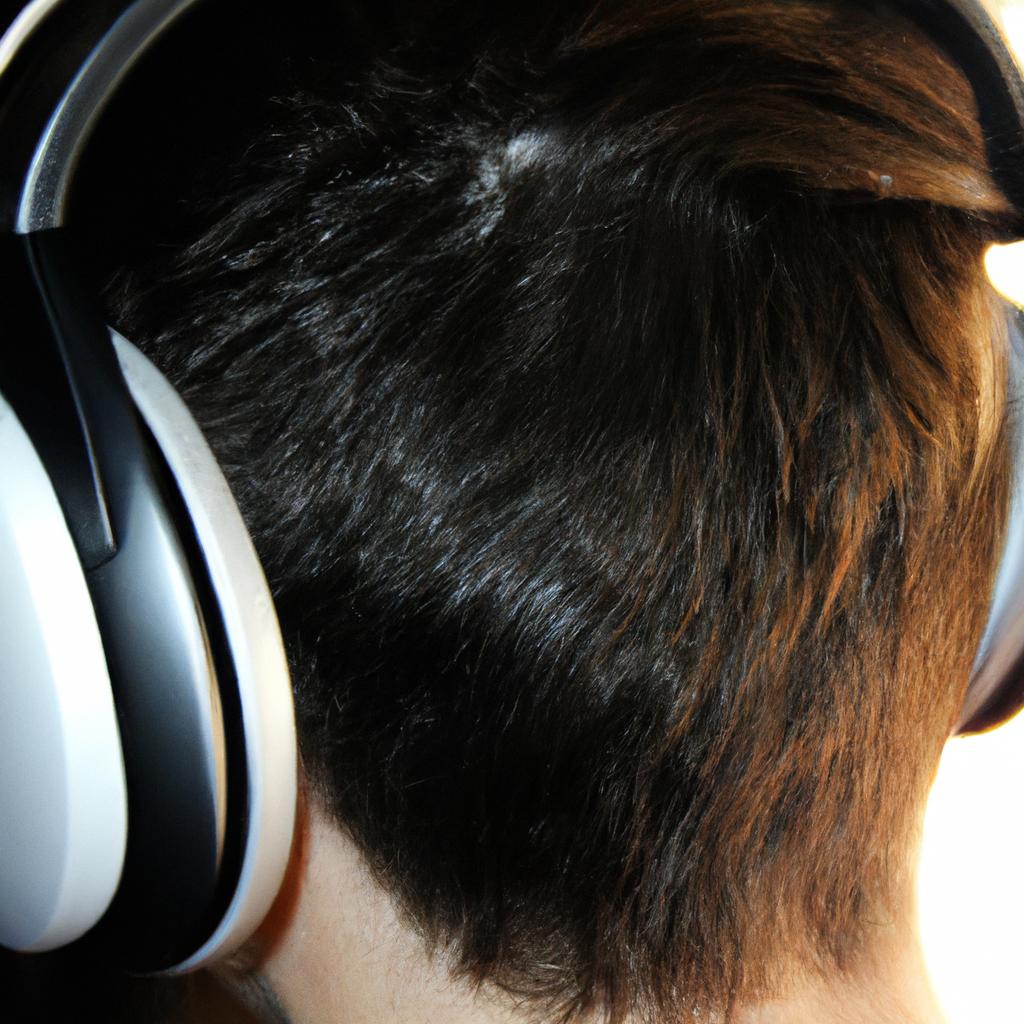 Person wearing noise-cancelling headphones